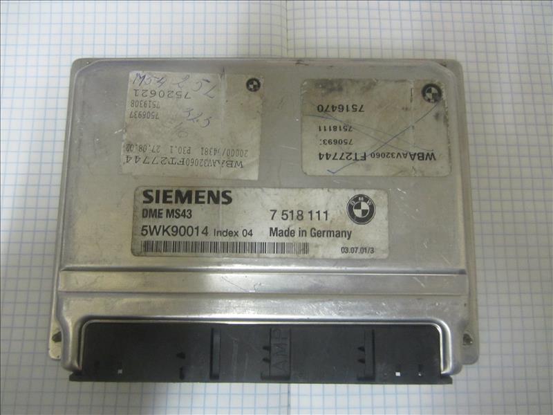Блок управления двигателем M54 5WK90015 index 04, BMW 3 E46 двс M54 2,5л 1998-2001г дорестайлинг двс № 256S5 32562567 задний привод. Контрактная запчасть. Из Японии. Авто без пробега по РФ., отличное, оригинал