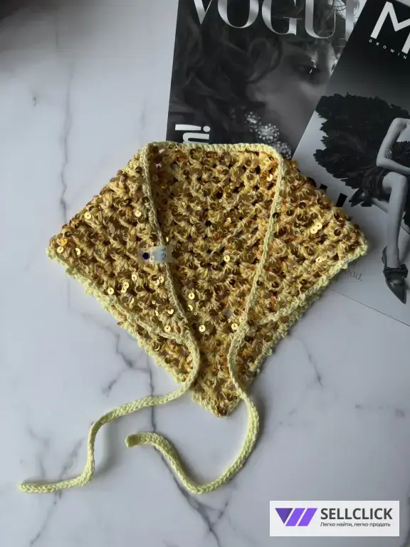 Косынка кроше с пайетками
