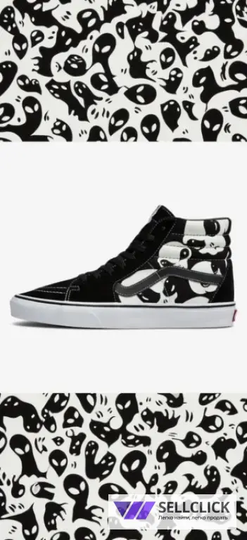 Кроссовки женские Vans Sk8-Hi Пришельцы чёрные 37 EU 7 US редкие новые оригинал