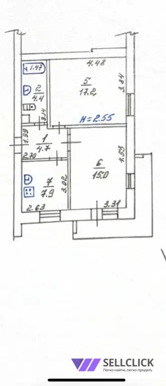 Квартира 2 комнаты, 51 м², 13/14 эт., Агент