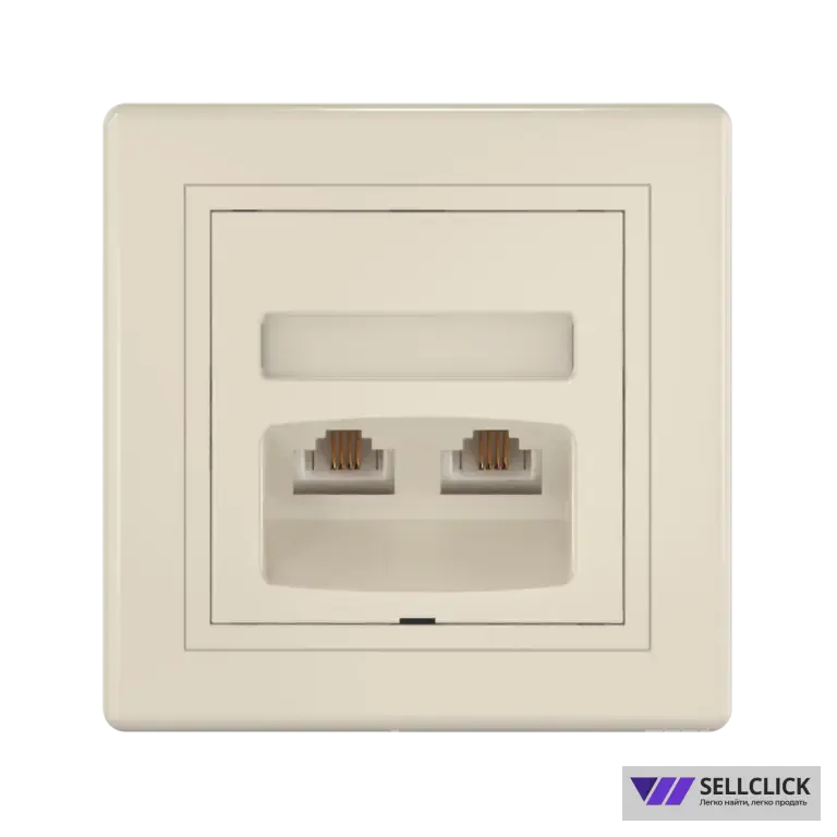 Розетка скрытой установки CADUCEUS ALING PRESTIGE с модулями Keystone 2хRJ12 6P4C, двойная, телефонная