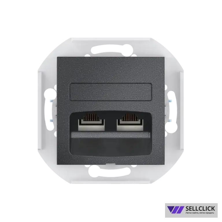 Розетка скрытой установки CADUCEUS ALING PRESTIGE двойная, компьютерная с модулями Keystone RJ45 8P8C, cat.5e, UTP, механизм