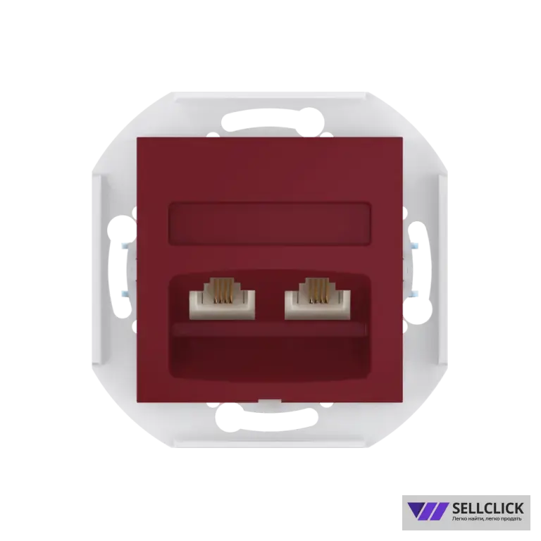 Розетка скрытой установки CADUCEUS ALING PRESTIGE с модулями Keystone 2хRJ12 6P6C cat. 3, двойная, телефонная, механизм