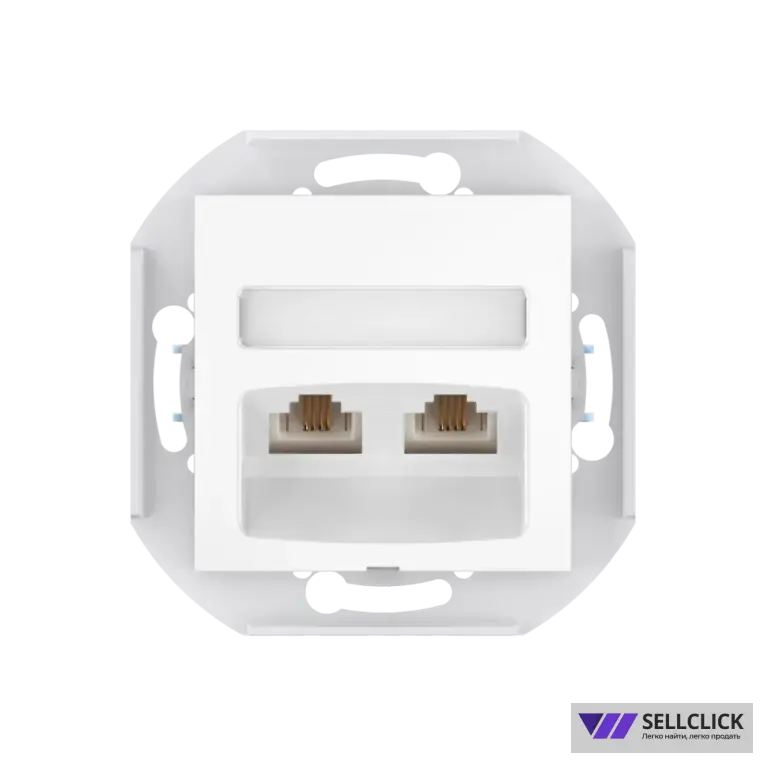 Розетка скрытой установки CADUCEUS ALING PRESTIGE с модулями Keystone 2хRJ12 6P6C cat. 3, двойная, телефонная, механизм