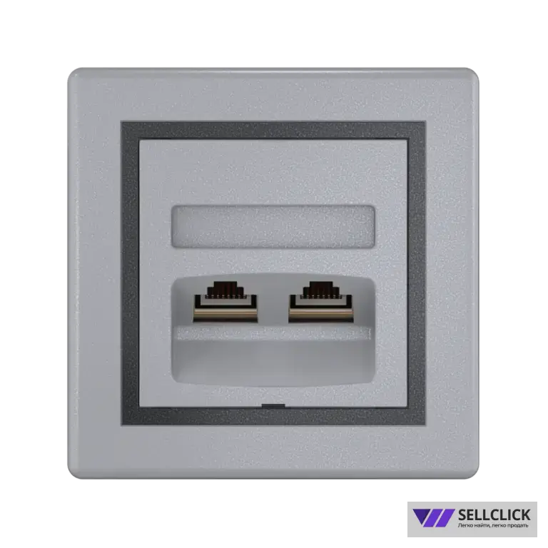 Розетка скрытой установки CADUCEUS ALING PRESTIGE двойная, компьютерная с модулями Keystone RJ45 8P8C, cat.5e, FTP