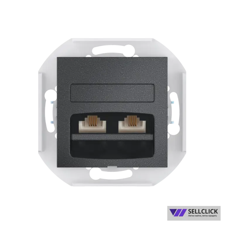 Розетка скрытой установки CADUCEUS ALING PRESTIGE с модулями Keystone 2хRJ12 6P4C, двойная телефонная, механизм
