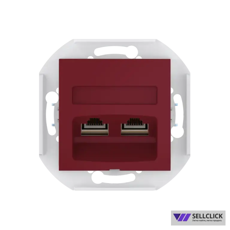 Розетка скрытой установки CADUCEUS ALING PRESTIGE двойная, компьютерная с модулями Keystone RJ45 8P8C, cat.5e, FTP, механизм