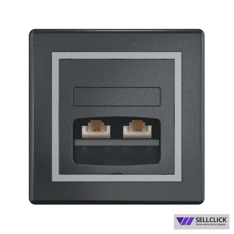 Розетка скрытой установки CADUCEUS ALING PRESTIGE с модулями Keystone 2хRJ12 6P6C cat. 3, двойная, телефонная