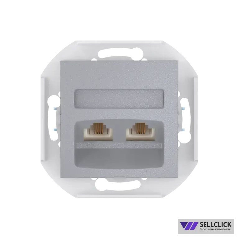 Розетка скрытой установки CADUCEUS ALING PRESTIGE с модулями Keystone 2хRJ12 6P4C, двойная телефонная, механизм