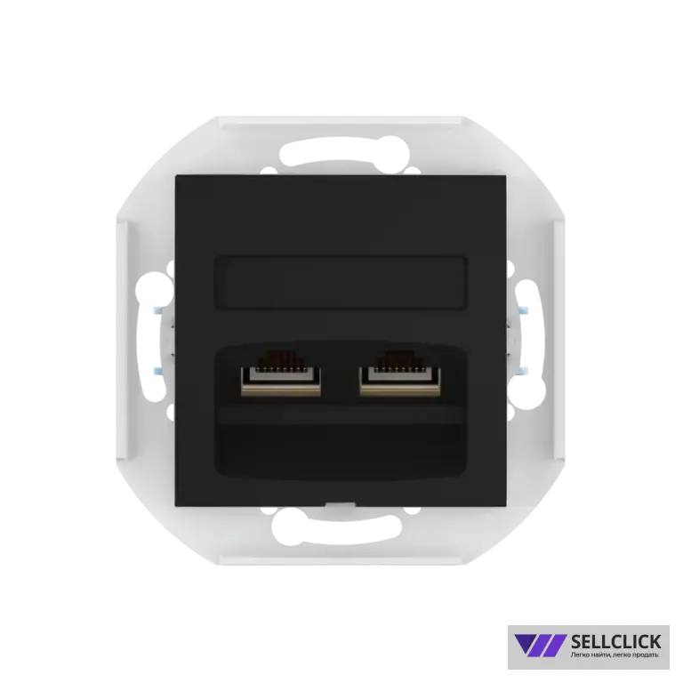 Розетка скрытой установки CADUCEUS ALING PRESTIGE двойная, компьютерная с модулями Keystone RJ45 8P8C, cat.5e, FTP, механизм