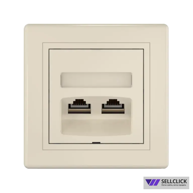 Розетка скрытой установки CADUCEUS ALING PRESTIGE двойная компьютерная с модулями Keystone RJ45 8P8C, cat.6, FTP