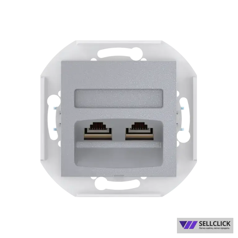Розетка скрытой установки CADUCEUS ALING PRESTIGE двойная, компьютерная с модулями Keystone RJ45 8P8C, cat.5e, FTP, механизм