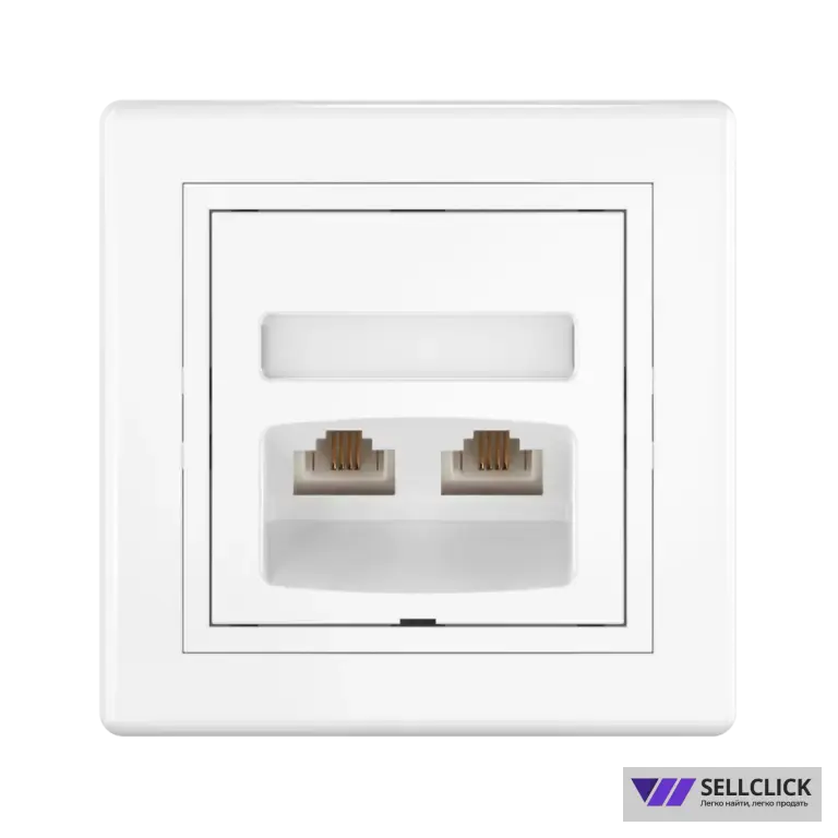 Розетка скрытой установки CADUCEUS ALING PRESTIGE с модулями Keystone 2хRJ12 6P4C, двойная, телефонная