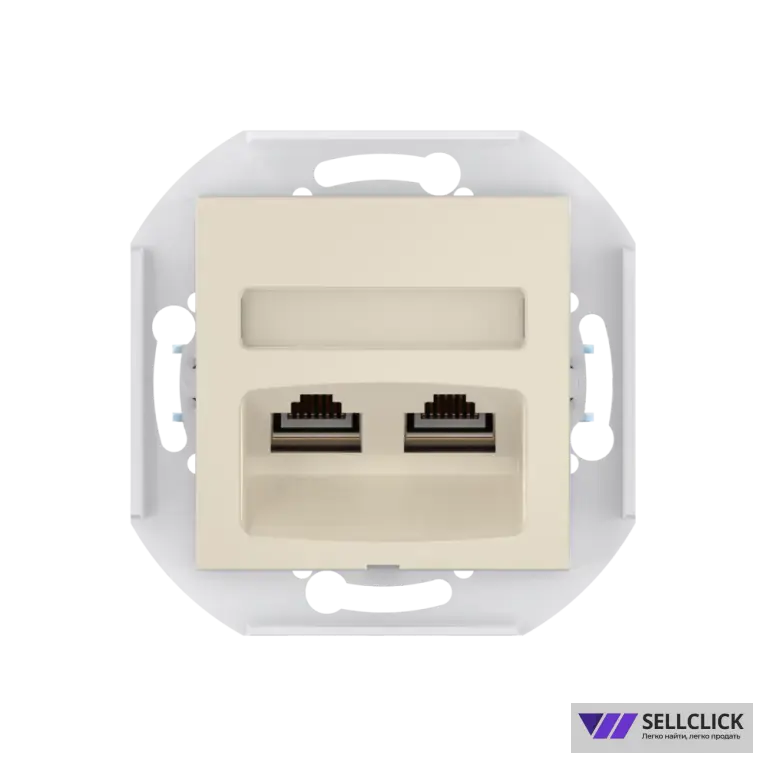 Розетка скрытой установки CADUCEUS ALING PRESTIGE двойная компьютерная с модулями Keystone RJ45 8P8C, cat.6, FTP, механизм