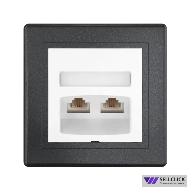 Розетка скрытой установки CADUCEUS ALING PRESTIGE с модулями Keystone 2хRJ12 6P6C cat. 3, двойная, телефонная