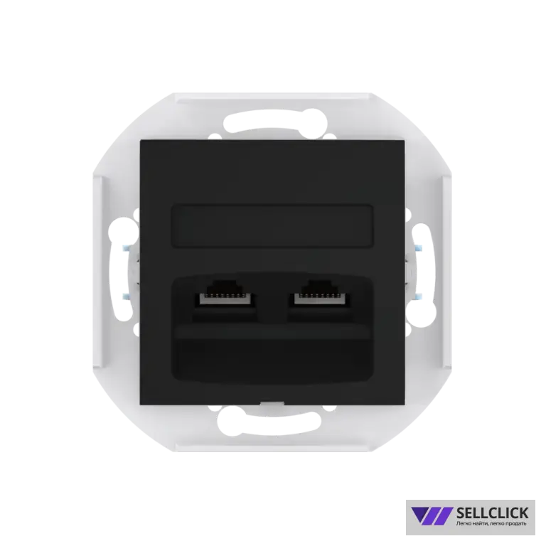 Розетка скрытой установки CADUCEUS ALING PRESTIGE двойная компьютерная с модулями Keystone RJ45 8P8C, cat.6, UTP, механизм