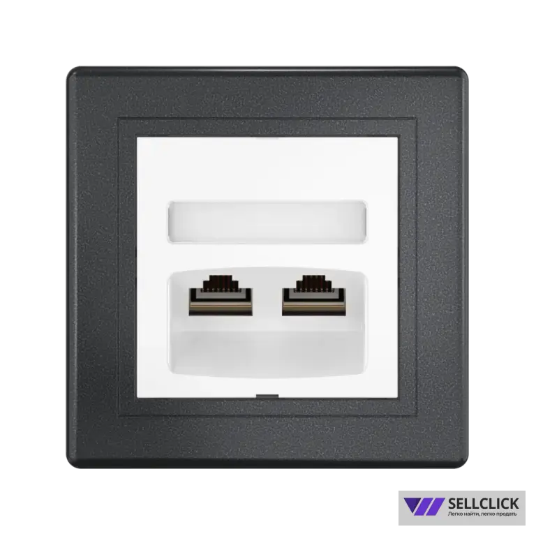 Розетка скрытой установки CADUCEUS ALING PRESTIGE двойная, компьютерная с модулями Keystone RJ45 8P8C, cat.5e, FTP
