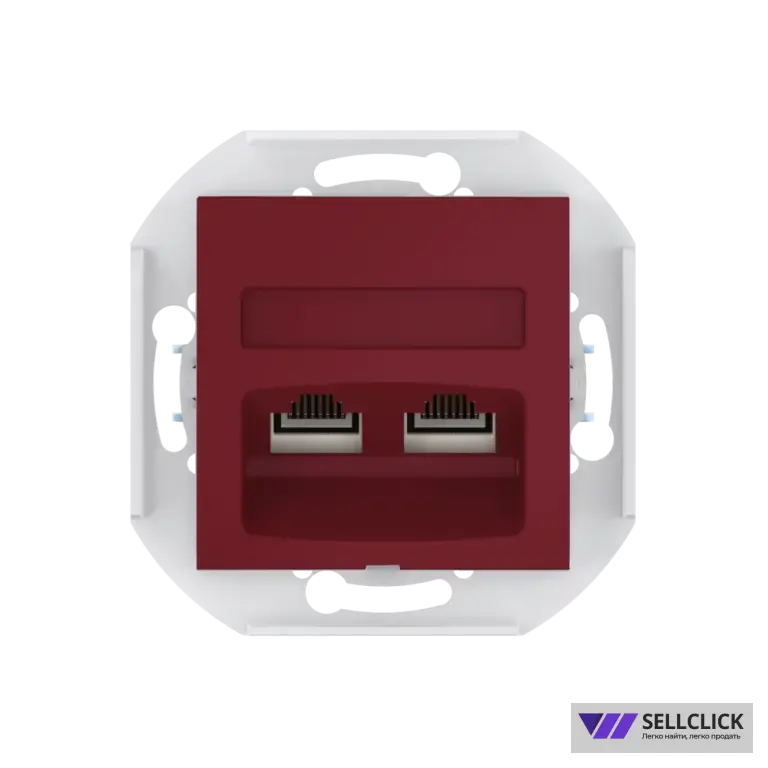 Розетка скрытой установки CADUCEUS ALING PRESTIGE двойная компьютерная с модулями Keystone RJ45 8P8C, cat.6, UTP, механизм