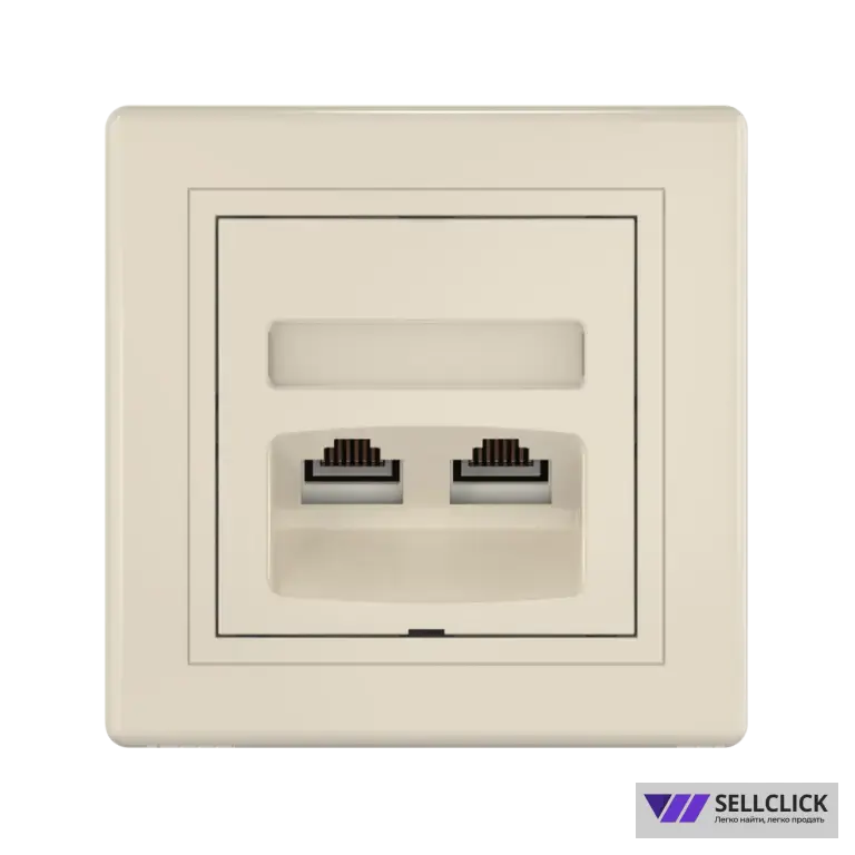 Розетка скрытой установки CADUCEUS ALING PRESTIGE двойная, компьютерная с модулями Keystone RJ45 8P8C, cat.5e, UTP