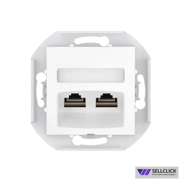 Розетка скрытой установки CADUCEUS ALING PRESTIGE двойная, компьютерная с модулями Keystone RJ45 8P8C, cat.5e, FTP, механизм