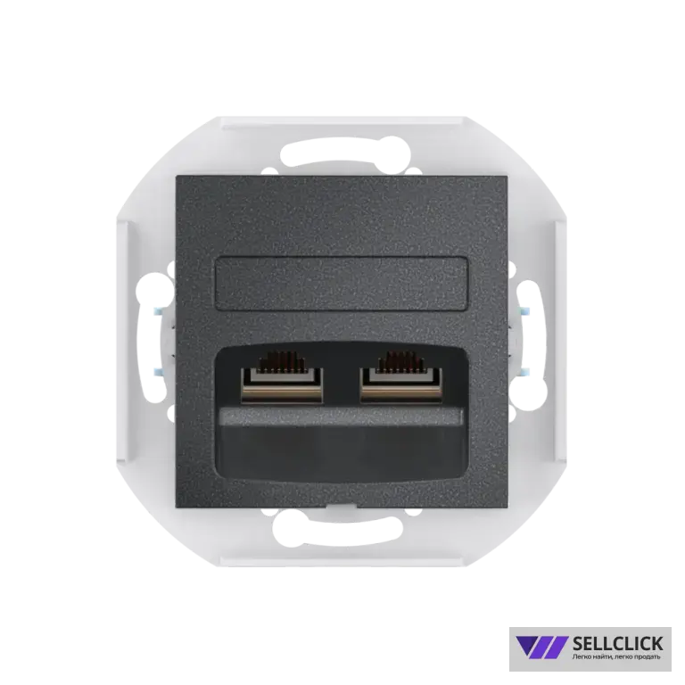 Розетка скрытой установки CADUCEUS ALING PRESTIGE двойная, компьютерная с модулями Keystone RJ45 8P8C, cat.5e, FTP, механизм