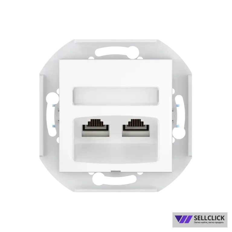 Розетка скрытой установки CADUCEUS ALING PRESTIGE двойная, компьютерная с модулями Keystone RJ45 8P8C, cat.5e, UTP, механизм