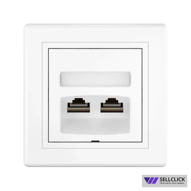 Розетка скрытой установки CADUCEUS ALING PRESTIGE двойная компьютерная с модулями Keystone RJ45 8P8C, cat.6, FTP