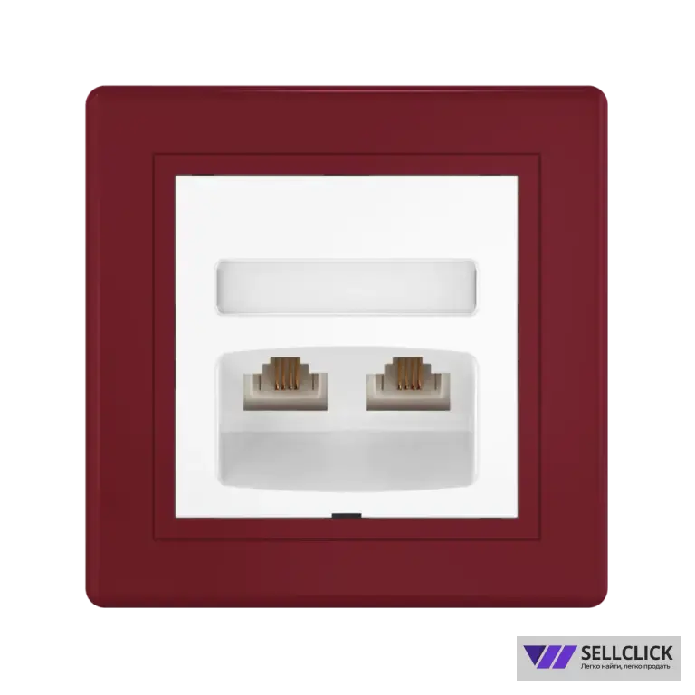 Розетка скрытой установки CADUCEUS ALING PRESTIGE с модулями Keystone 2хRJ12 6P6C cat. 3, двойная, телефонная