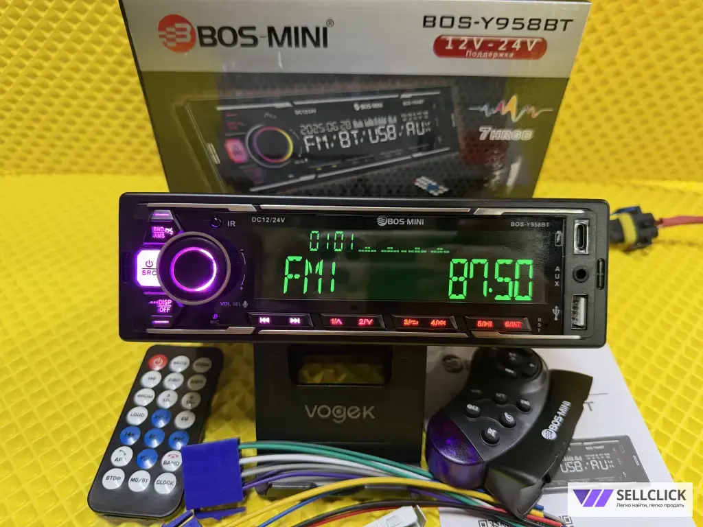 Магнитола 12/24v BOS-mini BOS-Y958BT