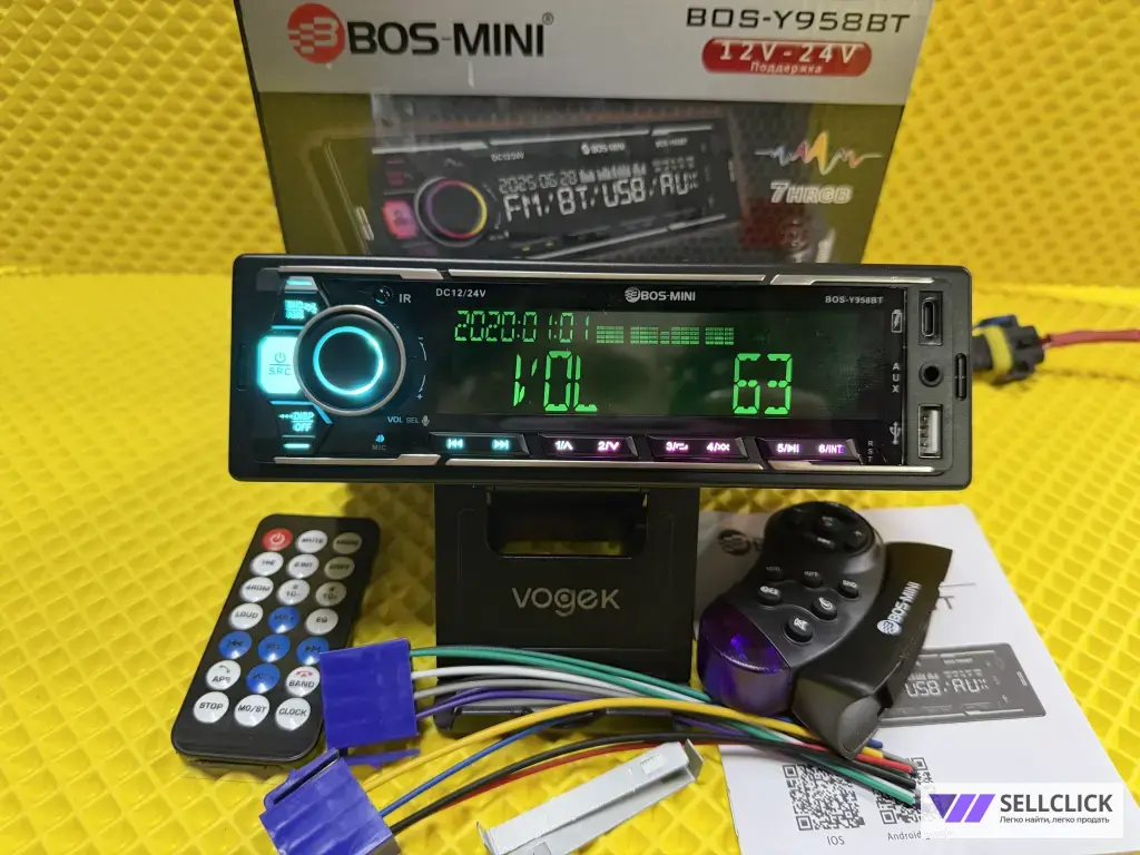 Магнитола 12/24v BOS-mini BOS-Y958BT
