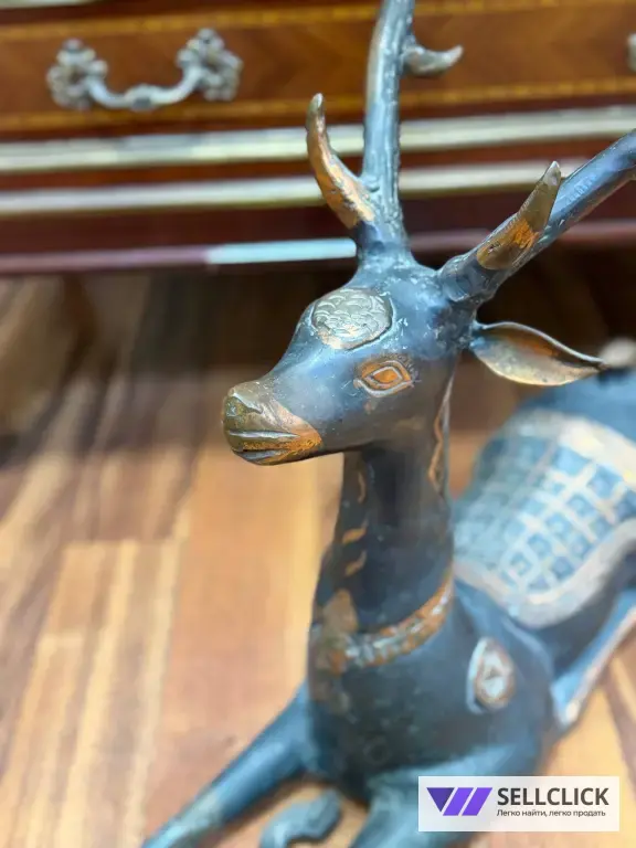 Физ скульптура. Декор. Олени. Статуэтка. Винтажная мебель. Бронза