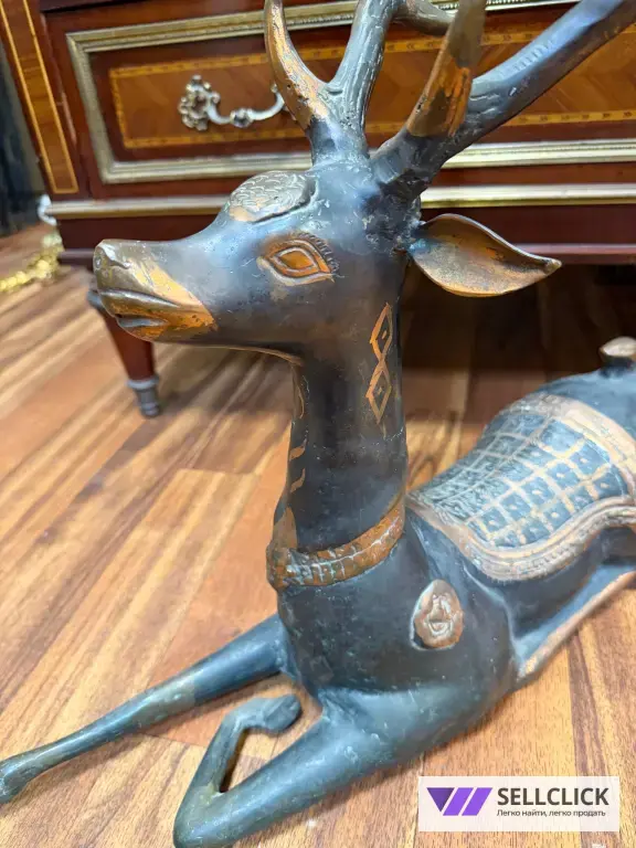 Физ скульптура. Декор. Олени. Статуэтка. Винтажная мебель. Бронза