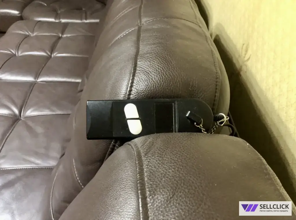 Диван из натуральной кожи, П образной формы, модульный, раскладной с встроеным раскладным креслом/