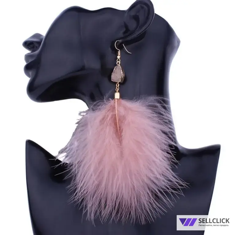 серьги с перьями