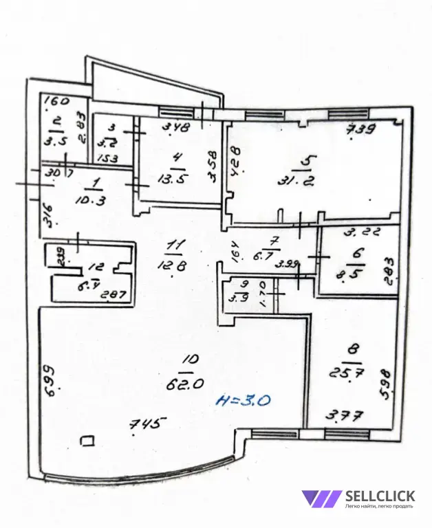Квартира 3 комнаты, 196 м², 7/9 эт., Агент