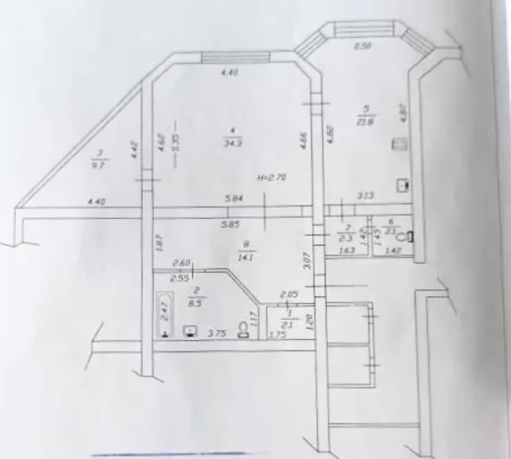 2-к. квартира 86.9 кв.м, 7/9