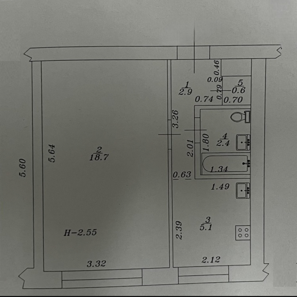 1-к. квартира 30 кв.м, 4/5