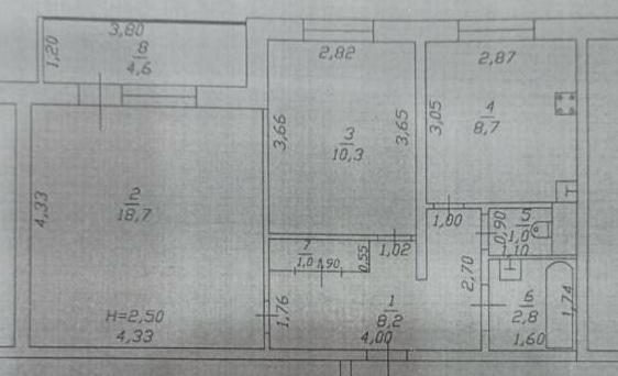 2-к. квартира 54 кв.м, 5/6
