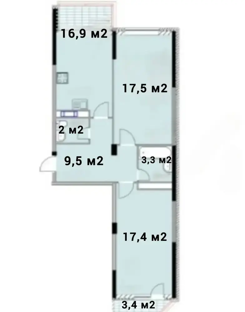 2-к. квартира 70 кв.м, 7/13