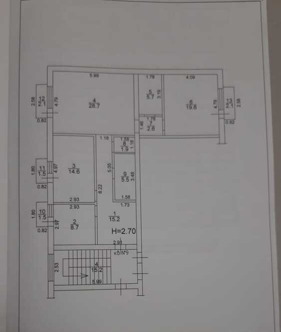 3-к. квартира 103 кв.м, 3/5