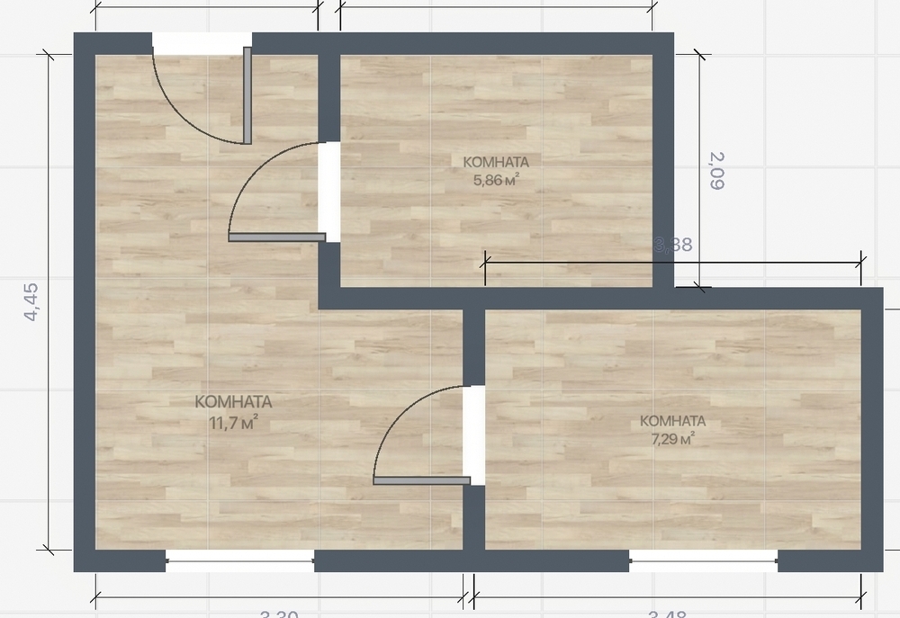 1-к. квартира 29 кв.м, 3/3