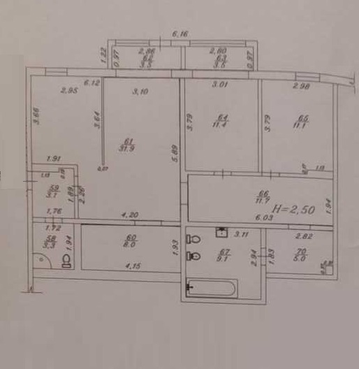 4-к. квартира 101.6 кв.м, 1/9