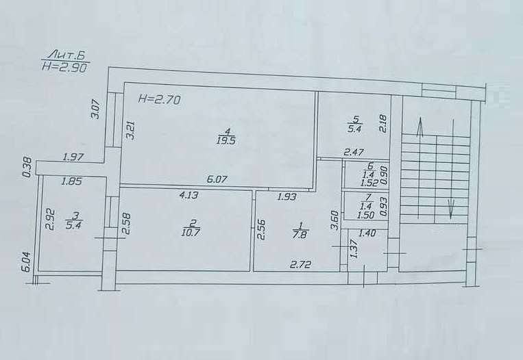 1-к. квартира 53.2 кв.м, 3/5
