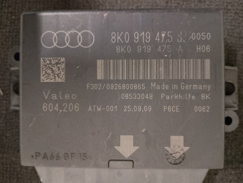 Электронный блок управления парктроником / датчиками парковки на Audi A4 B8 / Ауди А4 Б8 2007-2015г.\nОригинал.\nРабочий. Без дефектов. \nГарантия на проверку. Отправим в регионы ТК.\nНа этот автомобиль есть и другие запчасти.\nПрименимость:\nAudi A4 [B8]