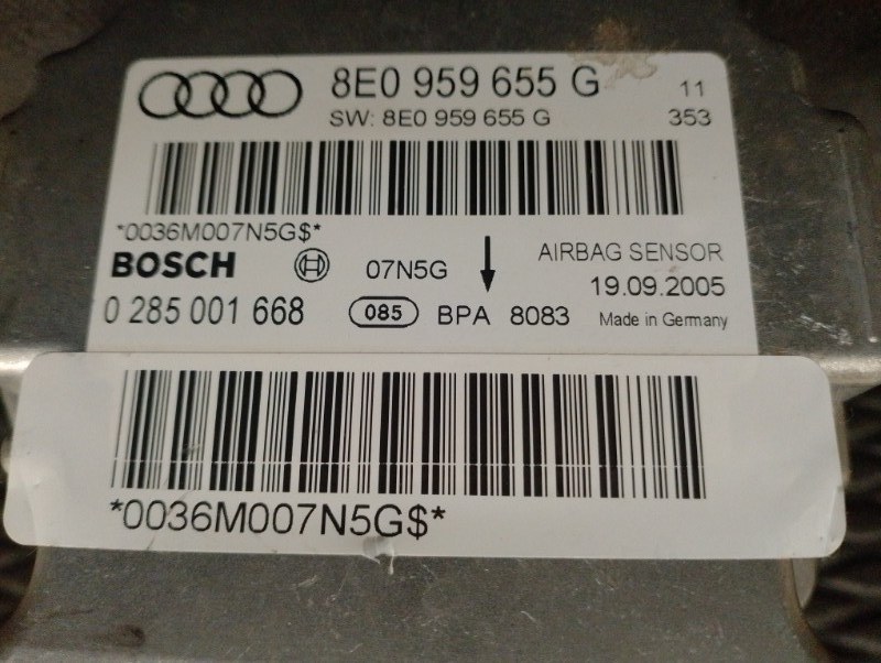 Блок управления подушкой безопасности AIR BAG / AIRBAG на Audi A4 B7 / Ауди А4 Б7 2005-2007г. \nОригинал.\nРабочий. Снят с автомобиля без ДТП (блок без краш дата).\nКонтрактная запчасть из Японии. Отправим в регионы ТК.\nНа этот автомобиль есть и другие з