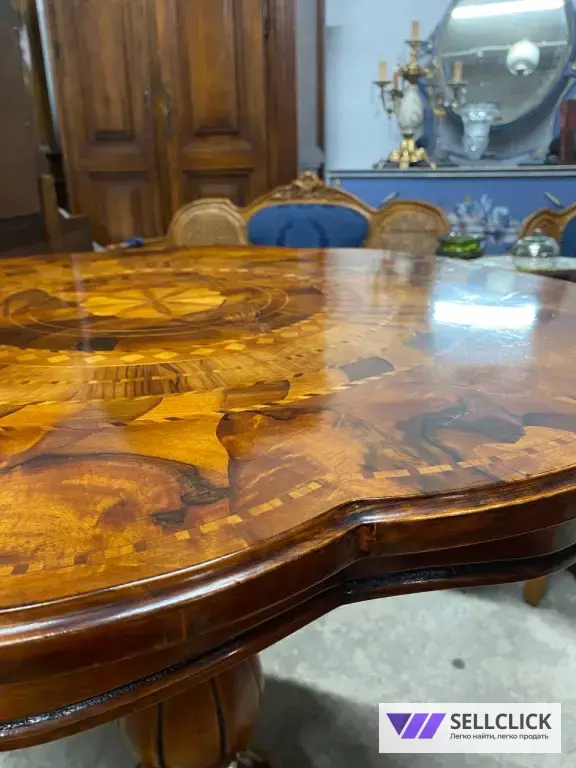 Стол обеденный. Мебель из массива. Маркетри. Винтажная мебель