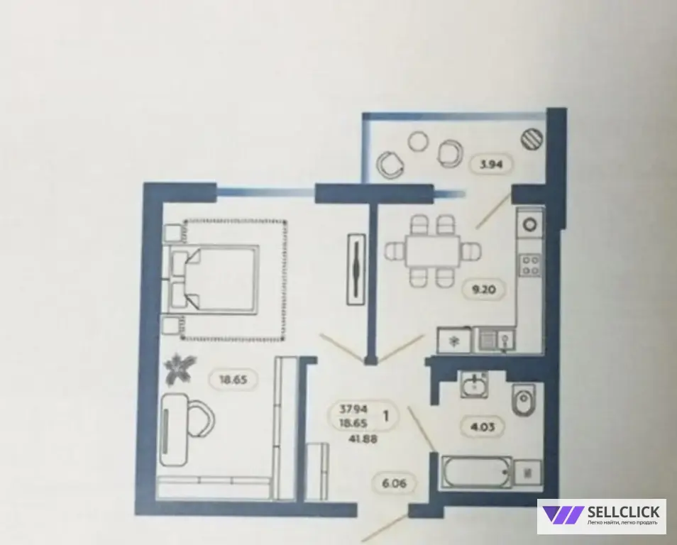 Квартира 1 комната, 42 м², 7/14 эт., Собственник