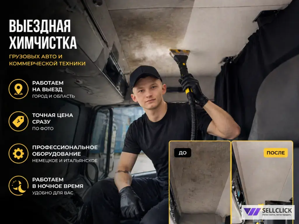 выездная химчистка салона авто, седельных тягачей