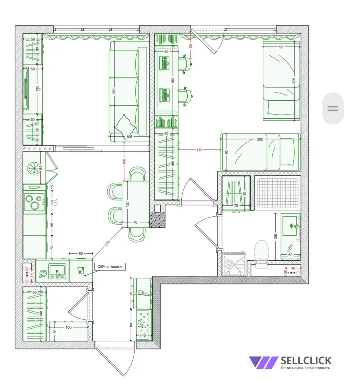 Планировка квартиры - дизайнер интерьера
