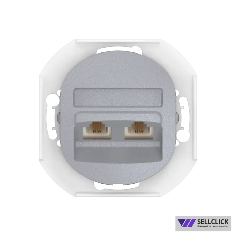Механизм встраиваемой двойной телефонной розетки CADUCEUS ALING EON с модулями Keystone 2хRJ12 6P4C